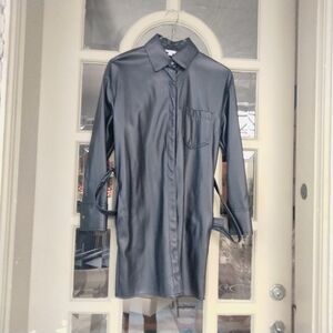 Women's Black Faux Leather Blazer